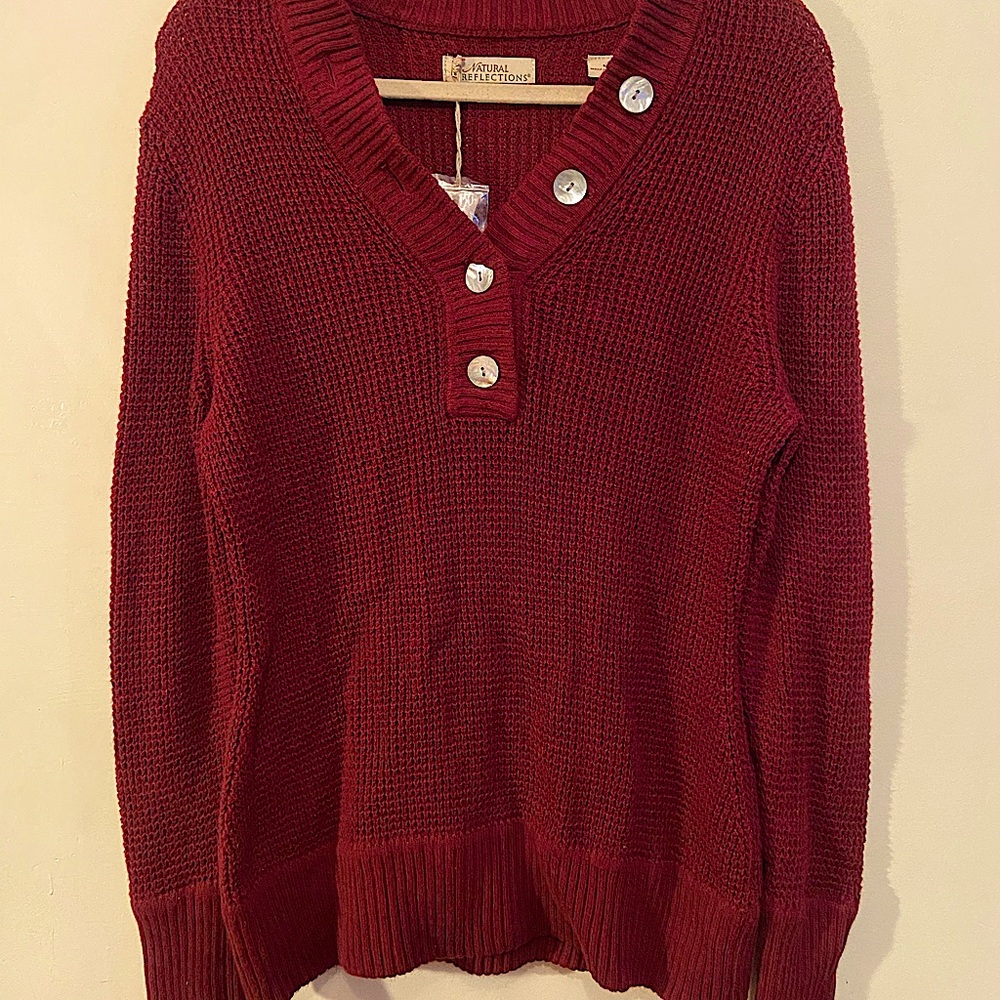 Cozy Vintage Red Winter Long Sleeve Sweater